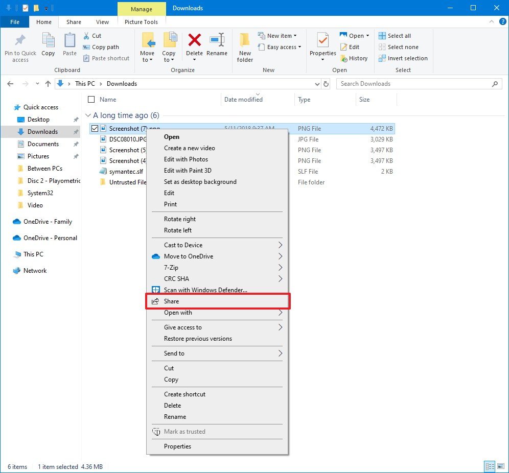 File Explorer context menu