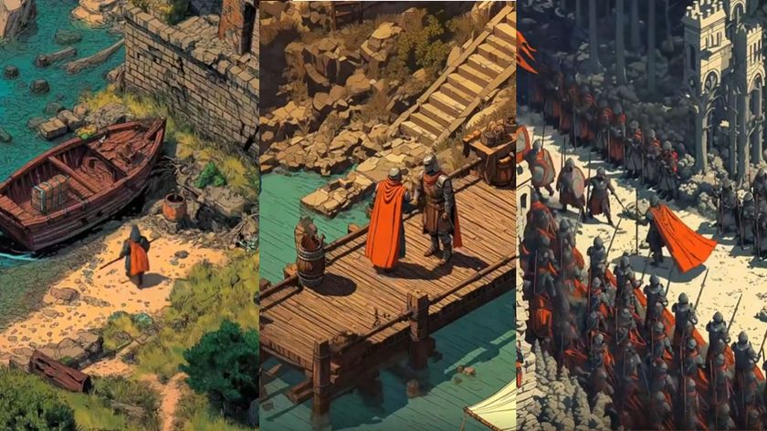 Screenshots from of fake AI-generated animation from a video game advert showing a detailed line art style 