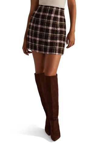 The First Wife Plaid Tweed Miniskirt