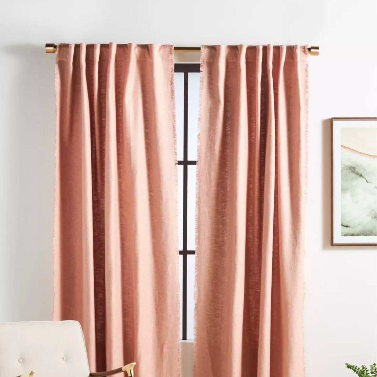 Salmon pink curtains