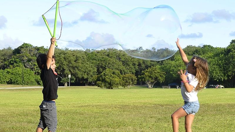 children with giant bubble