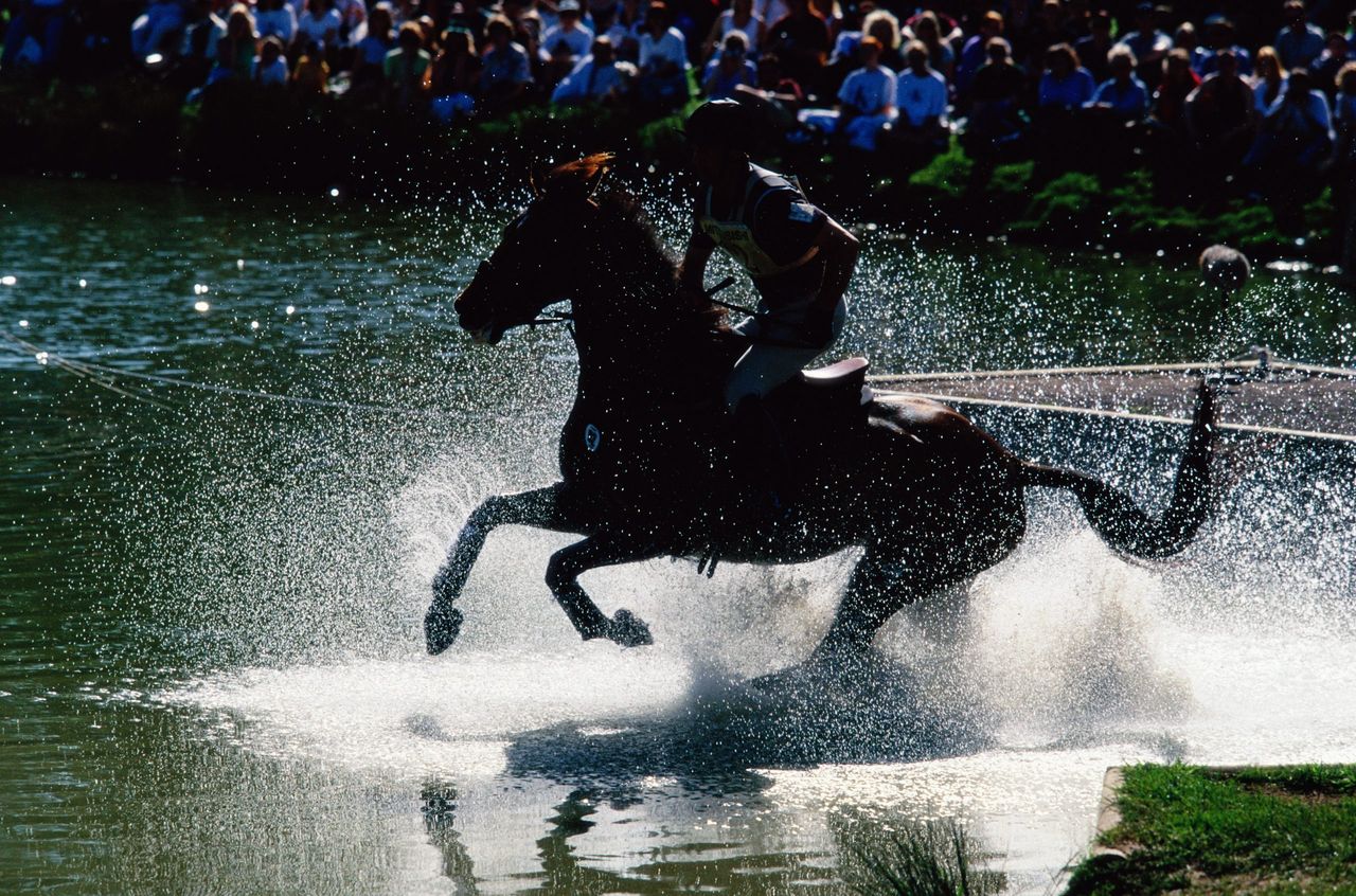 Andrew Nicholson at the Badminton Horse Trials in 1998 — roughly half-way through his 34-year wait to taste victory. (Photo by Mike Hewitt/Getty Images)