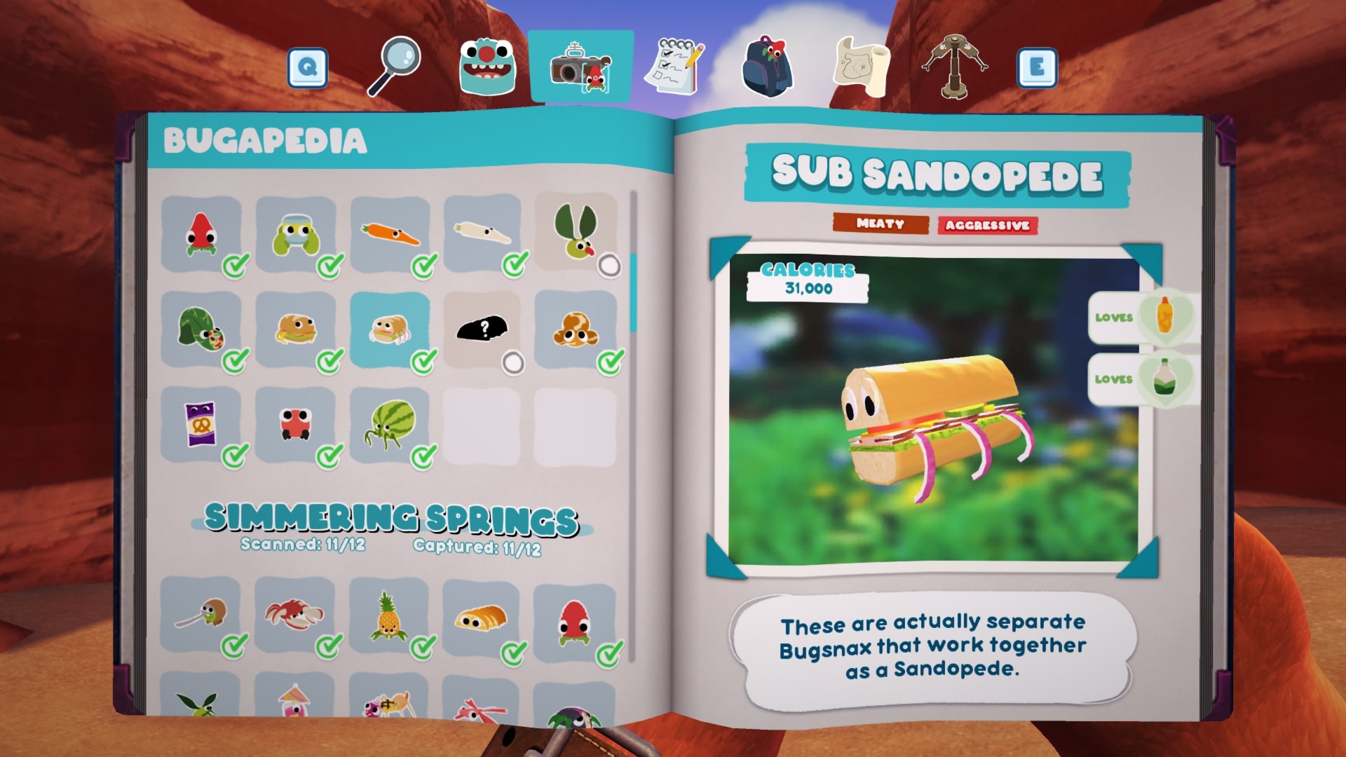 Bugsnax Bugapedia: Sub Sandopede