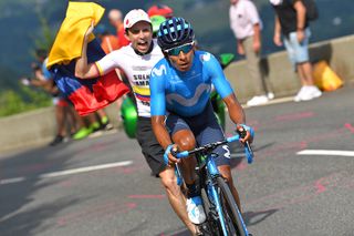Nairo Quintana (Movistar) on his way to winning stage 17 at the Tour de France