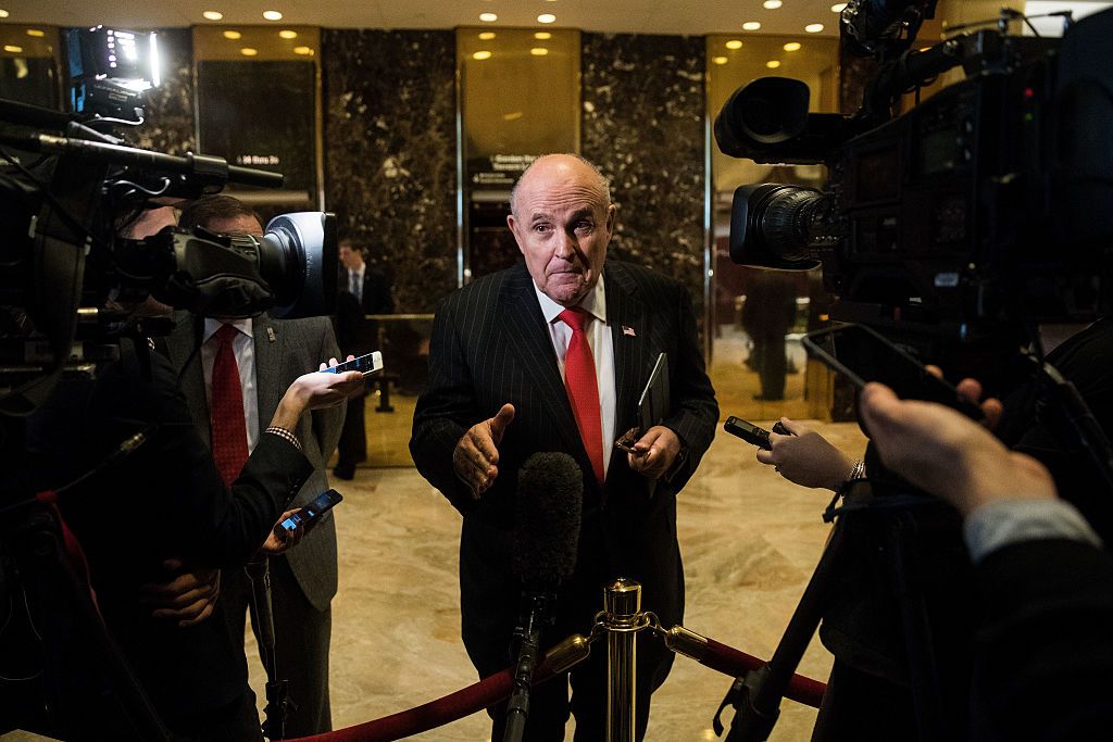 Rudy Giuliani talks to the press