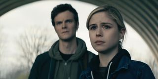 Jack Quaid as Hughie Campbell and Erin Moriarty as Annie January in The Boys.