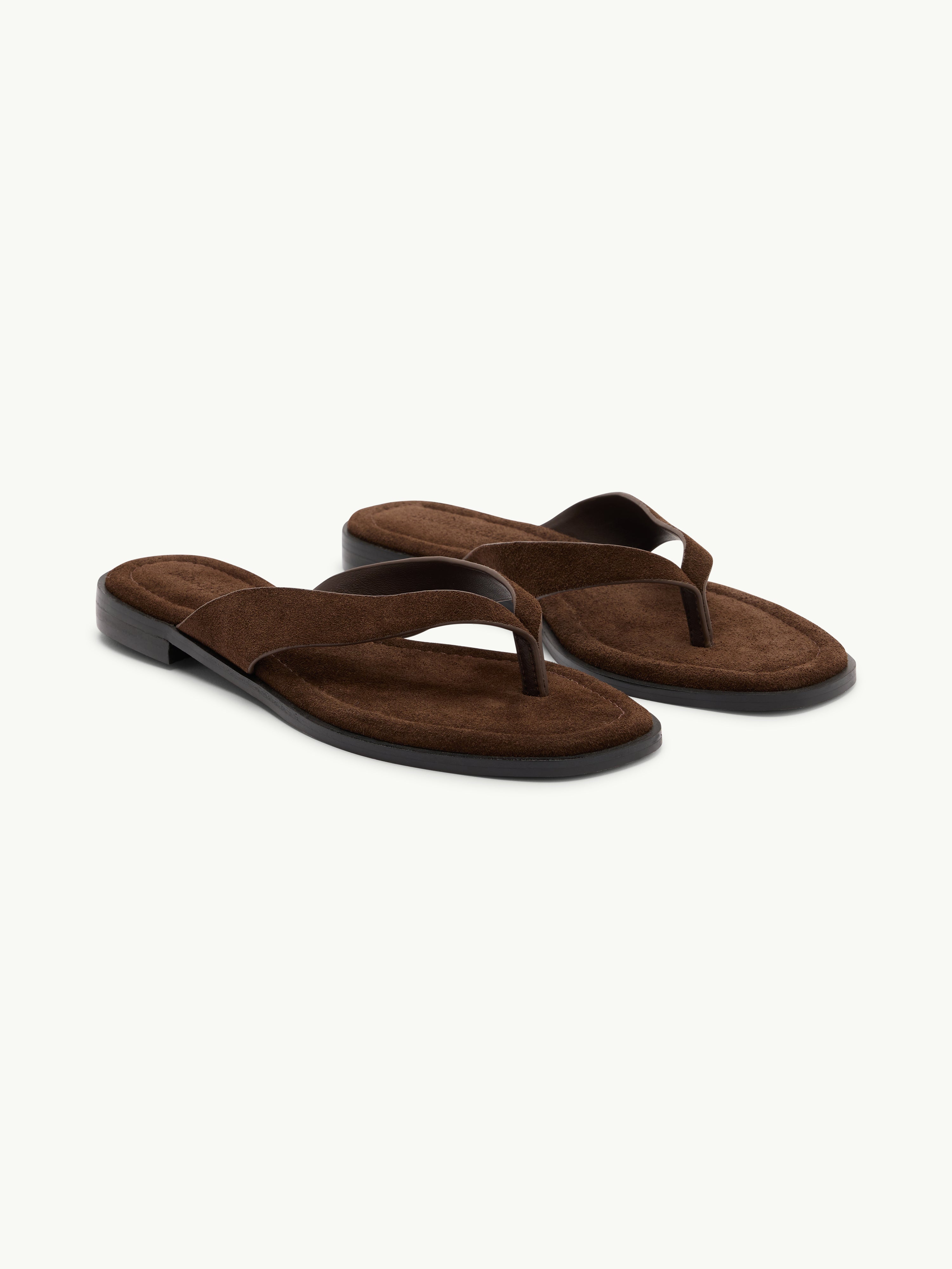 Brown Suede Flip Flops
