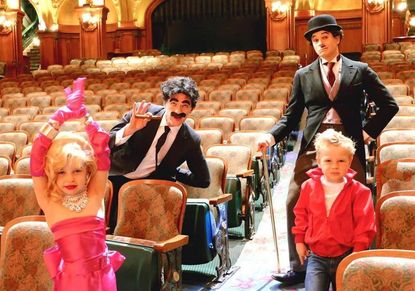 Neil Patrick Harris, David Burtka, and Their Kids as Groucho Marx, Charlie Chaplin, Marilyn Monroe, and James Dean