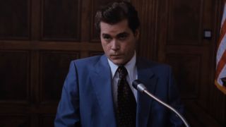 Ray Liotta sitting on the witness stand in Goodfellas.