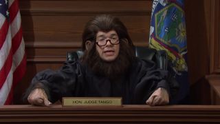 John Mulaney as the monkey judge on Saturday Night Live