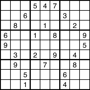 An unsolved sudoku puzzle.