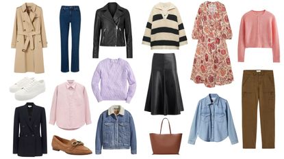 Lots of pieces showcasing how to build a spring capsule wardrobe 2023