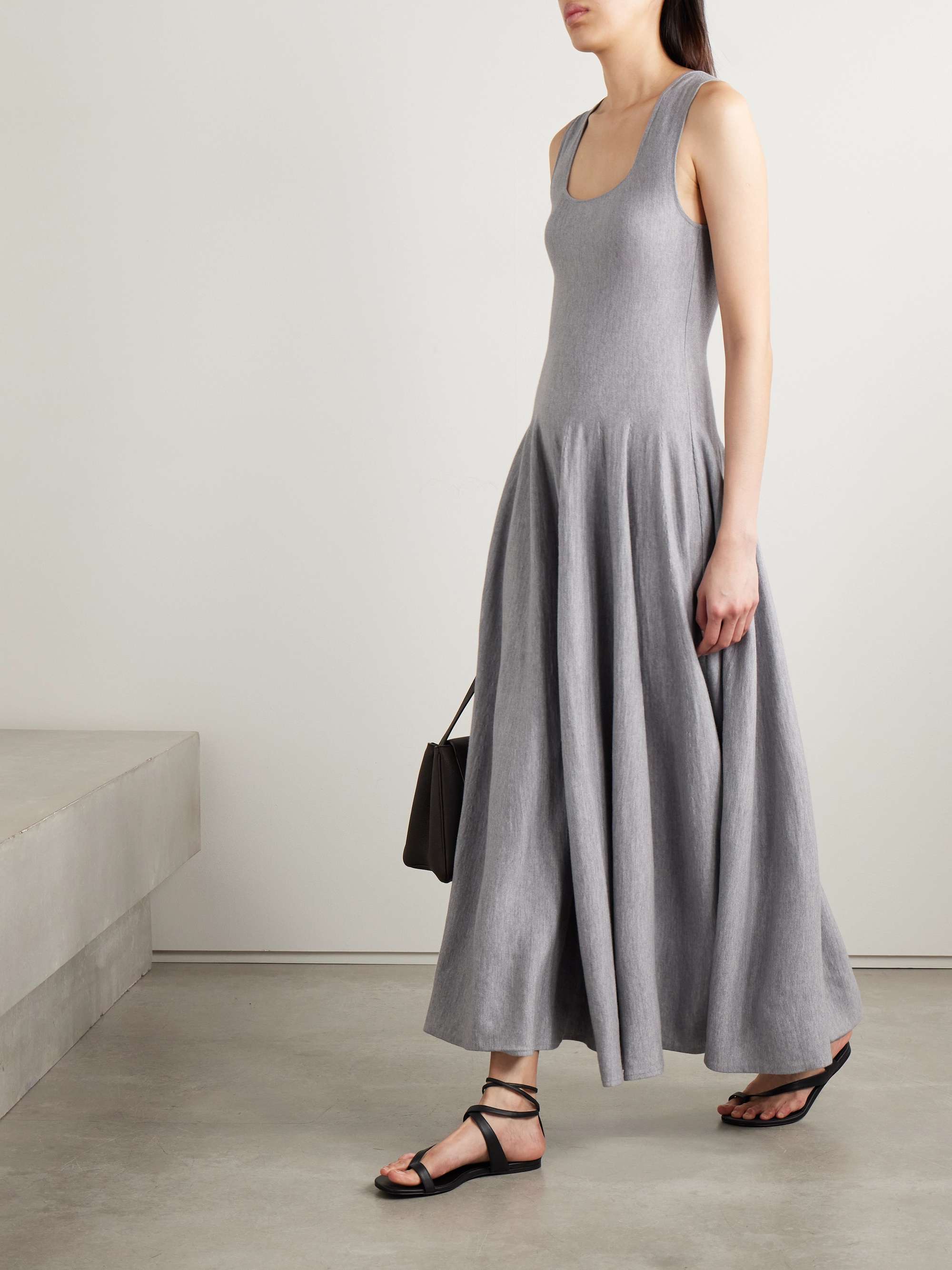 Jodie Pleated Wool Midi Dress