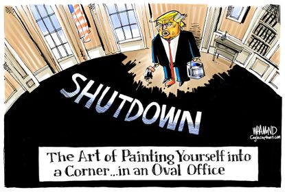 Political cartoon U.S. Trump Government Shutdown wall