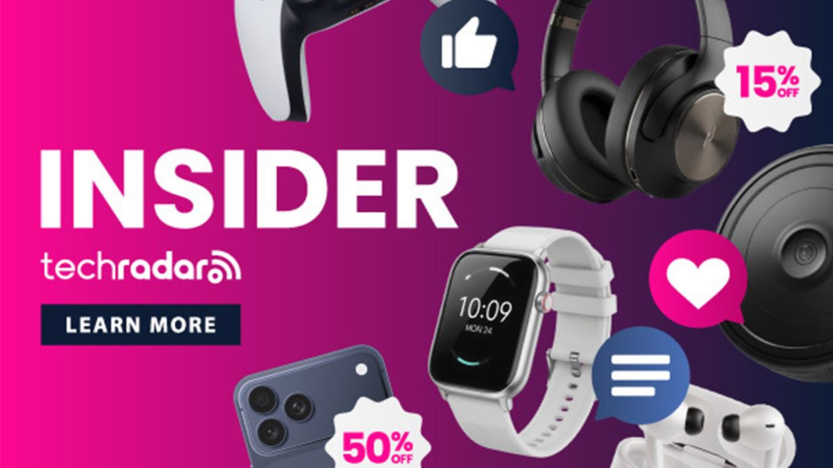 Various tech product cutouts next to the words 'Insider TechRadar Learn More'