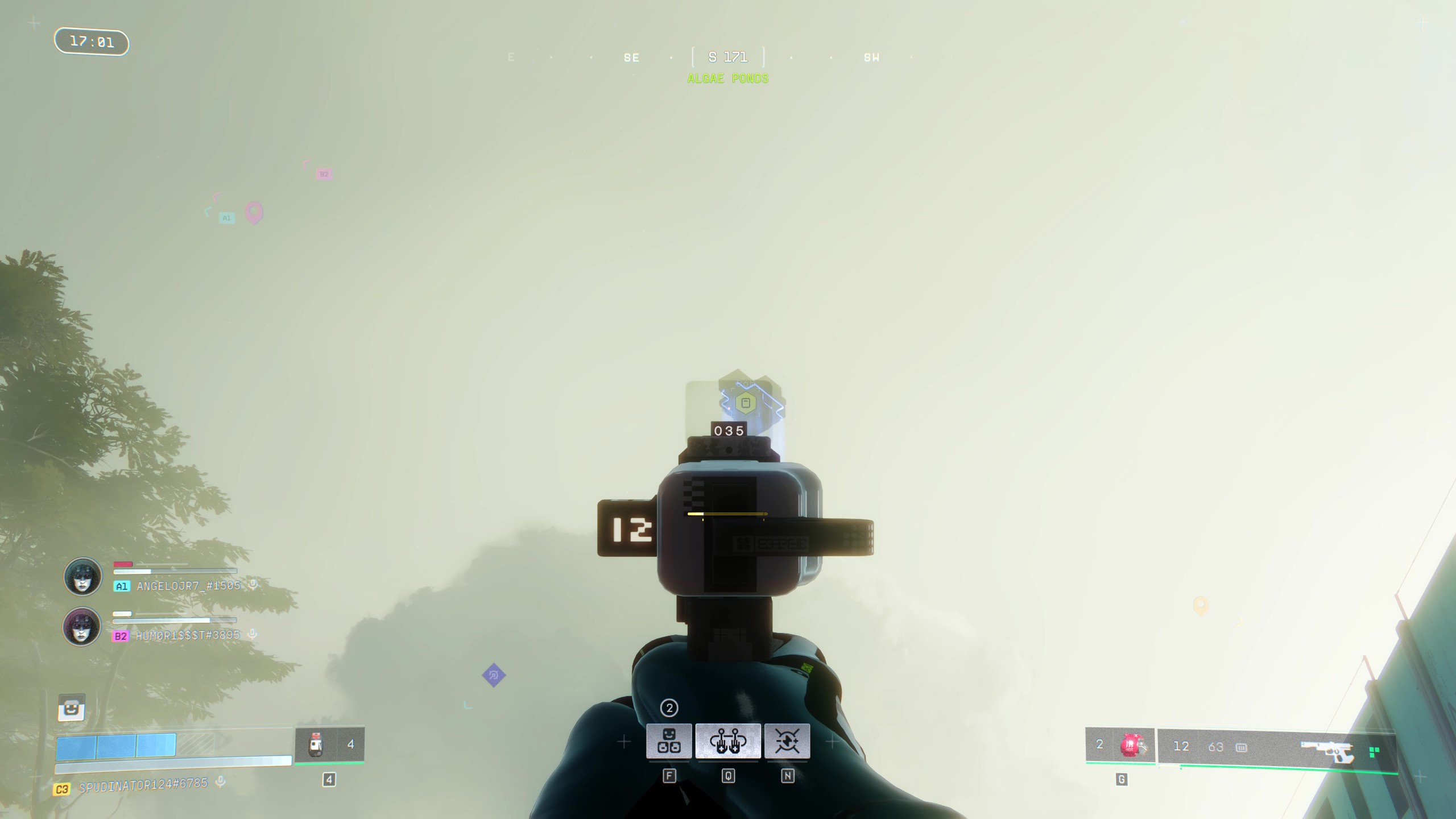 Marathon Equitable Distribution: A player aiming at a UESC Transport Drone in the sky.