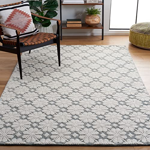 Martha Stewart X Safavieh Area Rug Collection - 9' X 12', Ivory &amp;amp; Green, Handmade Wool, Ideal for Living Room, Bedroom, Office, Dining Space (msr3503y)