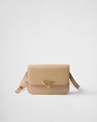 Saffiano Leather Flap Shoulder Bag