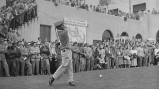 Ben Hogan plays at the Riviera Country Club in Los Angeles in 1948.