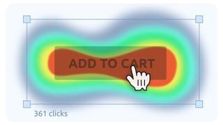 An illustration of a heat map on a button that reads 'Add to cart' for testing UX design