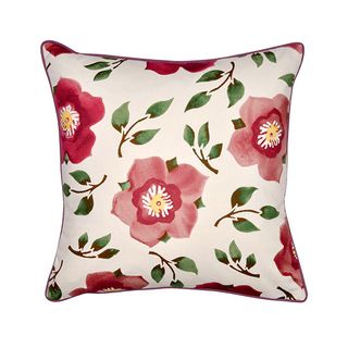 flower and leaves printed pillow with white background