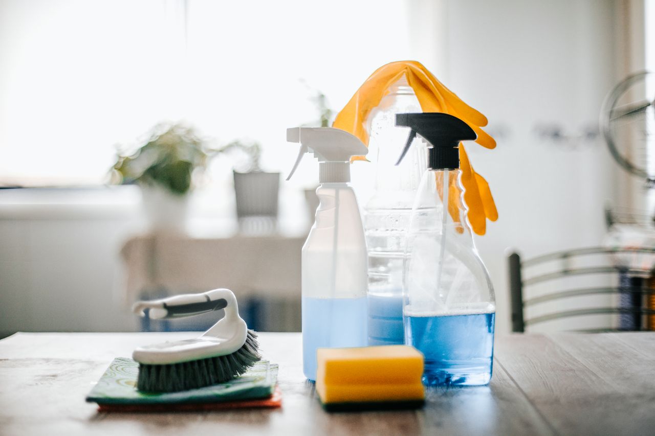 A selection of cleaning supplies.