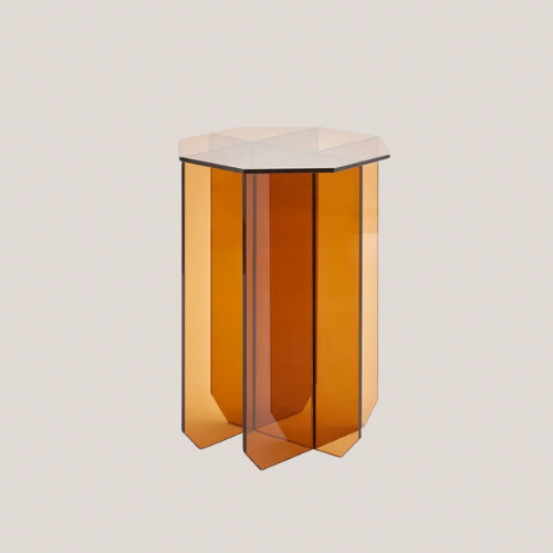 An amber glass side table