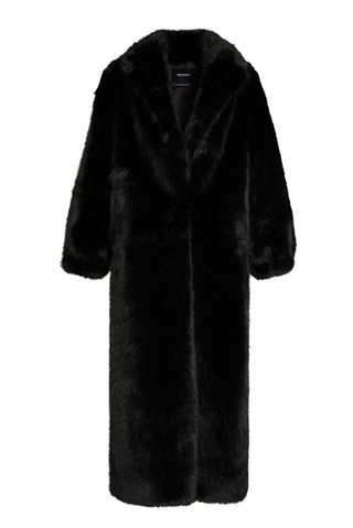 Joan Long Faux Fur Coat - Black