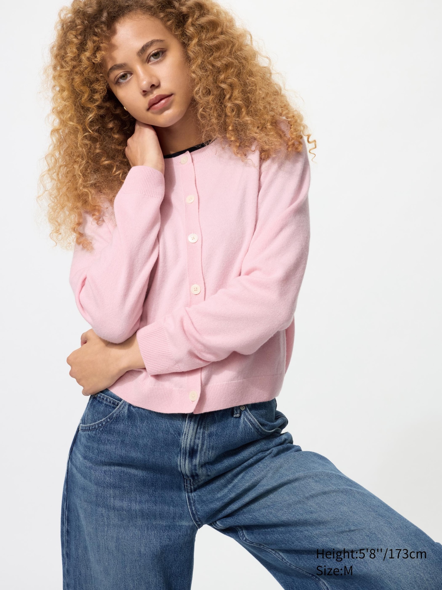 100% Cashmere Crew Neck Short Cardigan