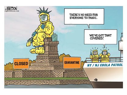 Editorial cartoon New York New Jersey Ebola panic