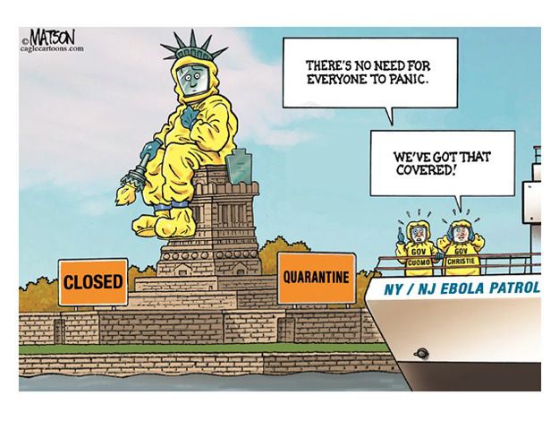 Editorial cartoon New York New Jersey Ebola panic