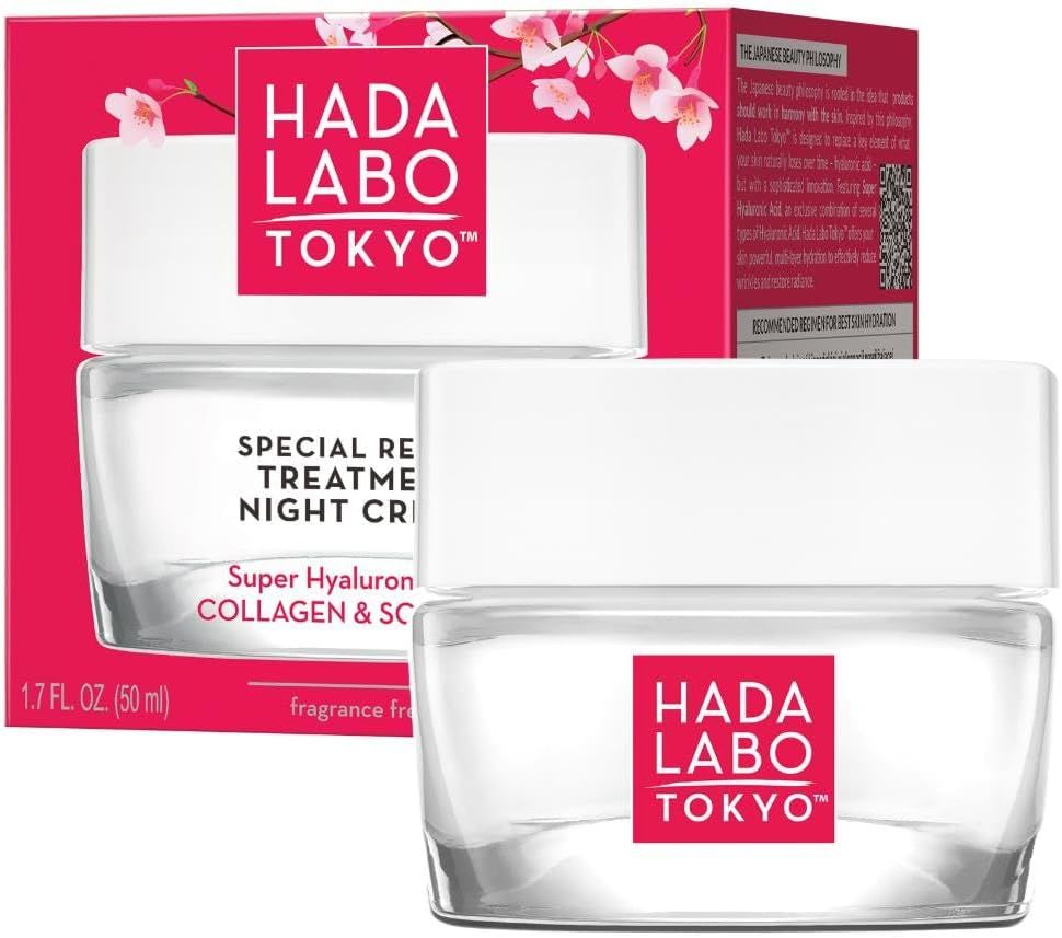 Hada Labo Tokyo - Anti-Ageing Special Repair Treatment Night Cream With Super Hyaluronic Acid, Collagen &amp; Squalane, for Age 40+, 50 Ml Jar (pack of 1)