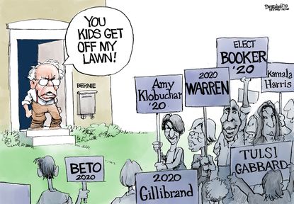 Political&nbsp;Cartoon&nbsp;U.S. Bernie Sanders Tulsi Gabbard Amy Klobuchar Cory Booker 2020 Election&nbsp;
