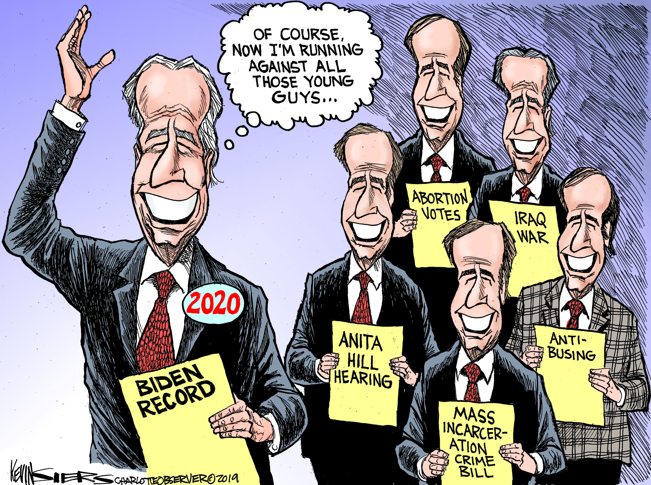 Political Cartoon U.S. Joe Biden 2020 election Iraq war mass incarceration crime bill Anita Hill hearing
