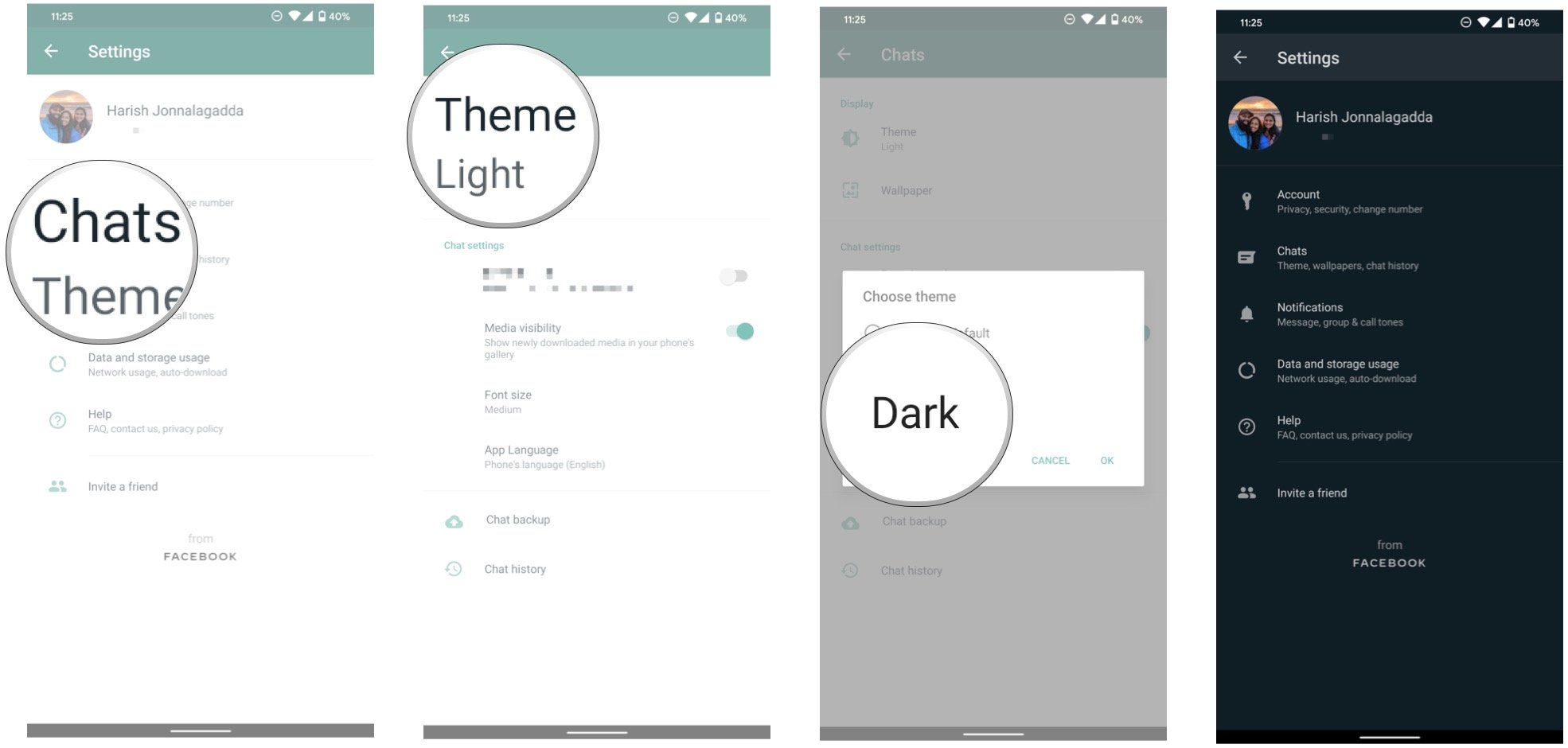 Theme dialog. WHATSAPP Light Mode Android.
