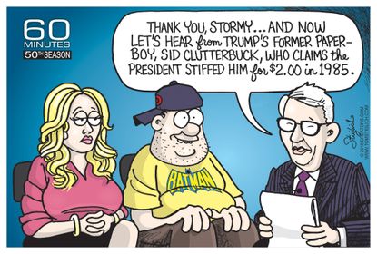 Political cartoon U.S. Stormy Daniels Trump 60 minutes