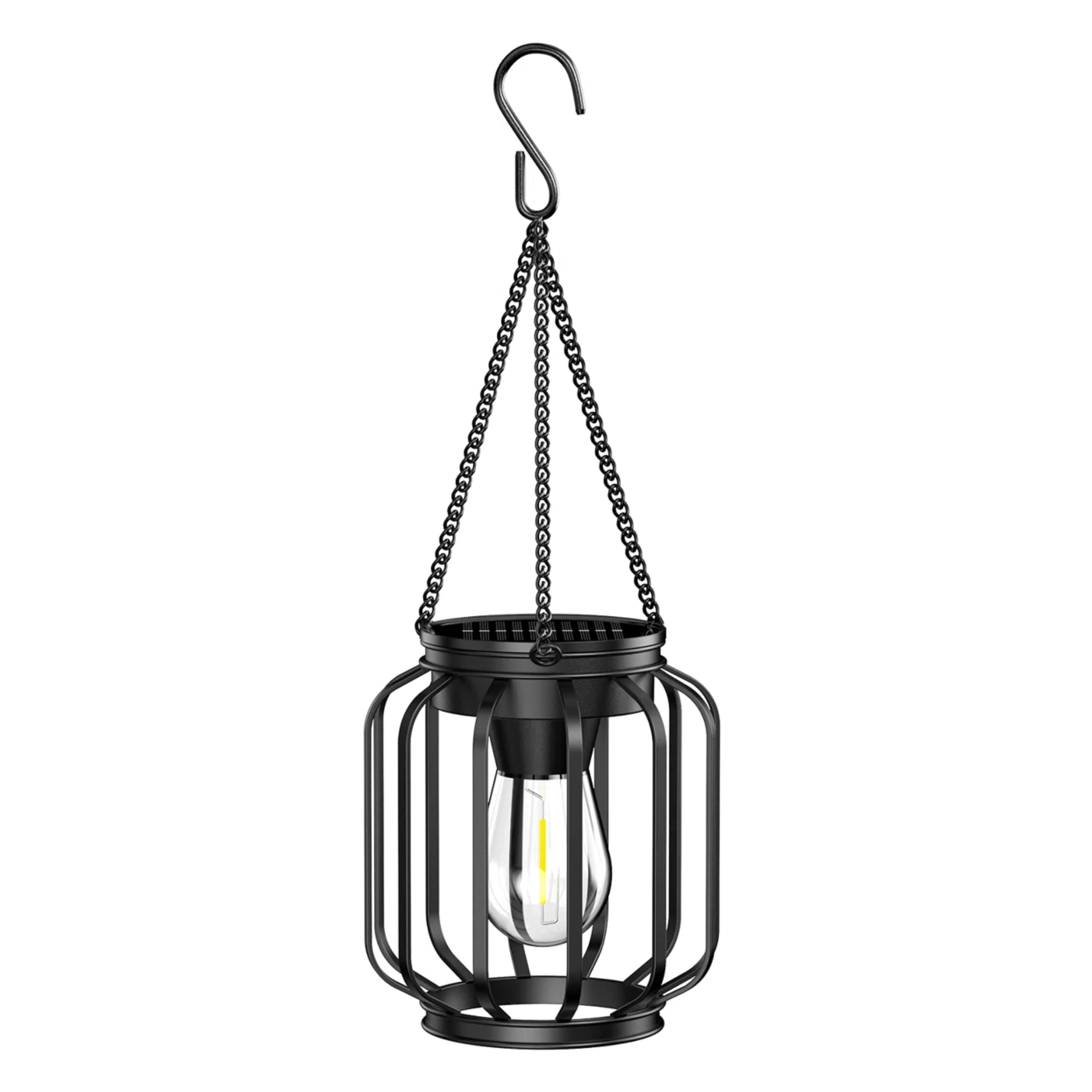 a hanging solar garden light