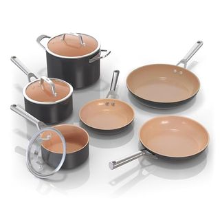 Ninja Pots and Pans Set Non Stick | Extended Life Premium Ceramic Cookware Set | 9-Piece Nonstick | Pfas Free | Oven Safe to 550°f | Induction Compatible | Frying Pan X3 | Cooking Pot X3 | Cw99009