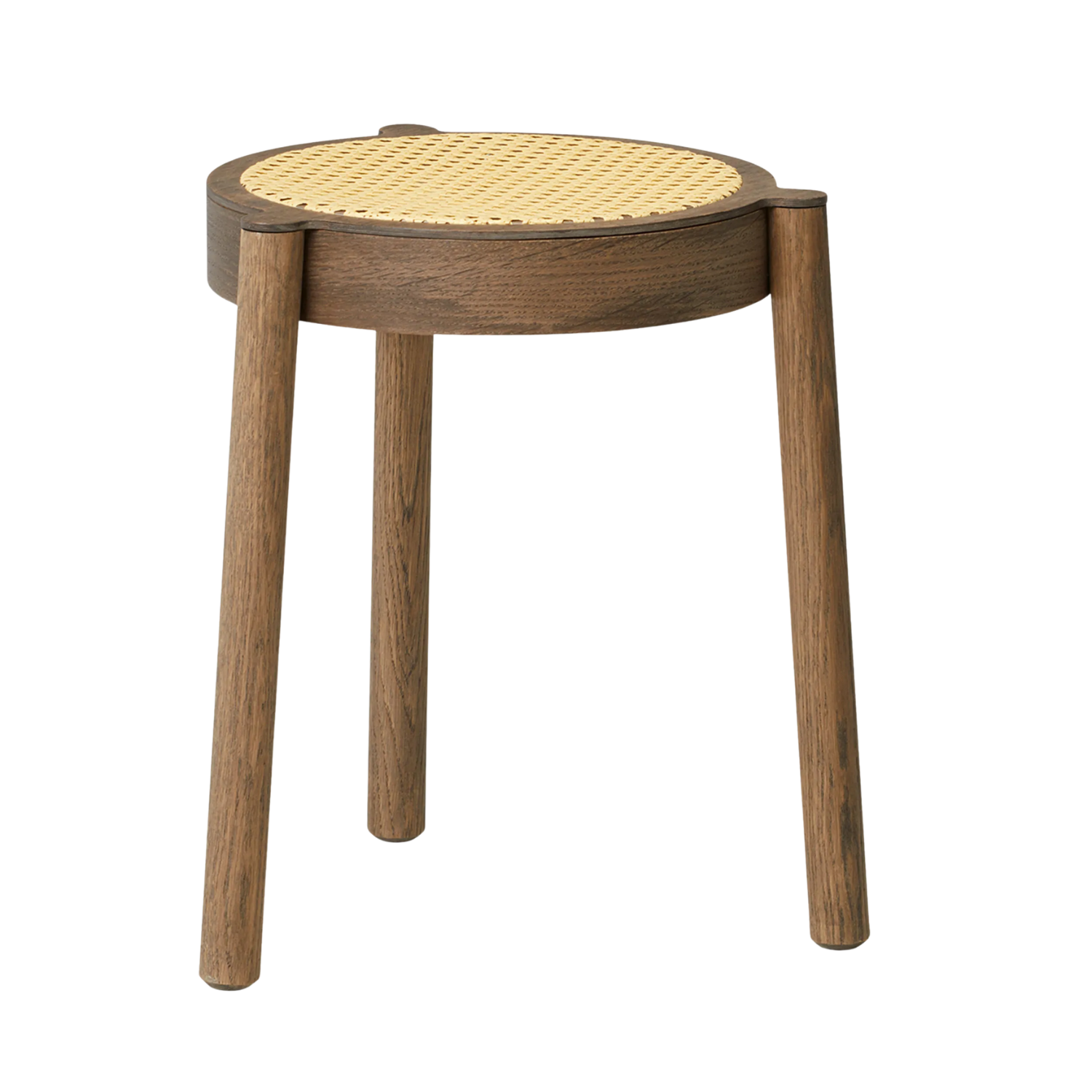 A smoked oak rattan stool