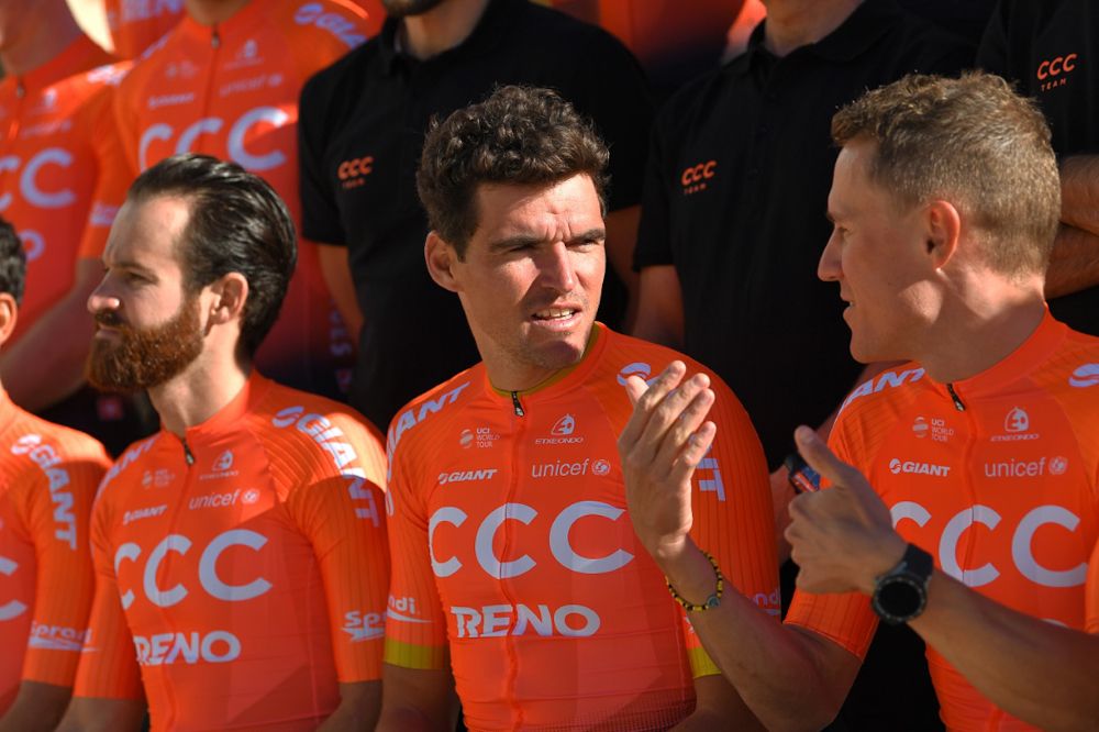Greg Van Avermaet chats with Serge Pauwels