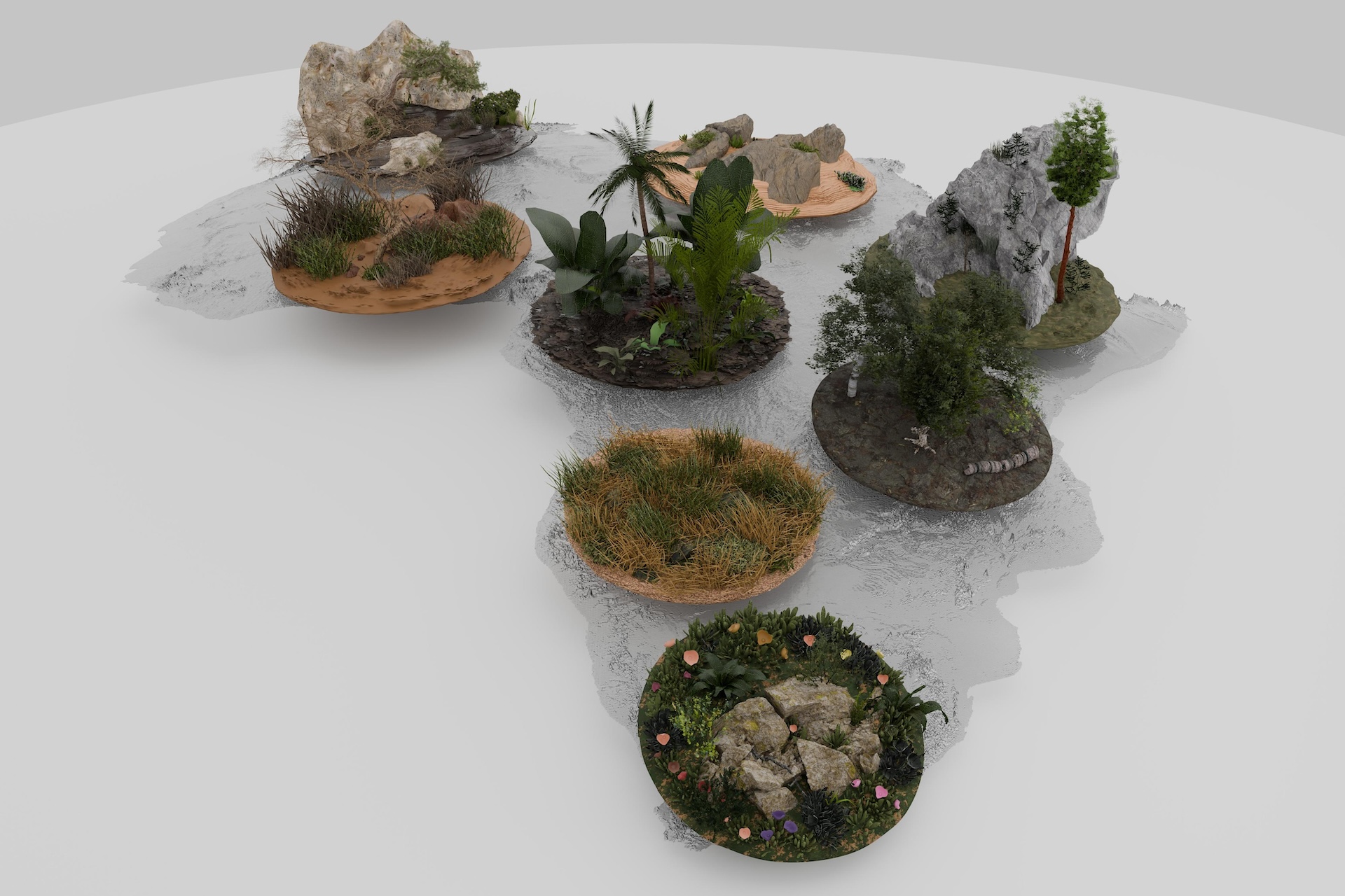 A digital image of Africa with different biomes overlaid on top