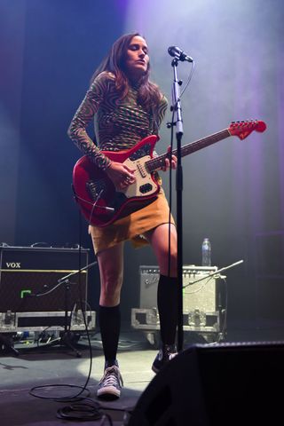 Theresa Wayman of Warpaint performs at The Roundhouse on May 18, 2022 in London, England