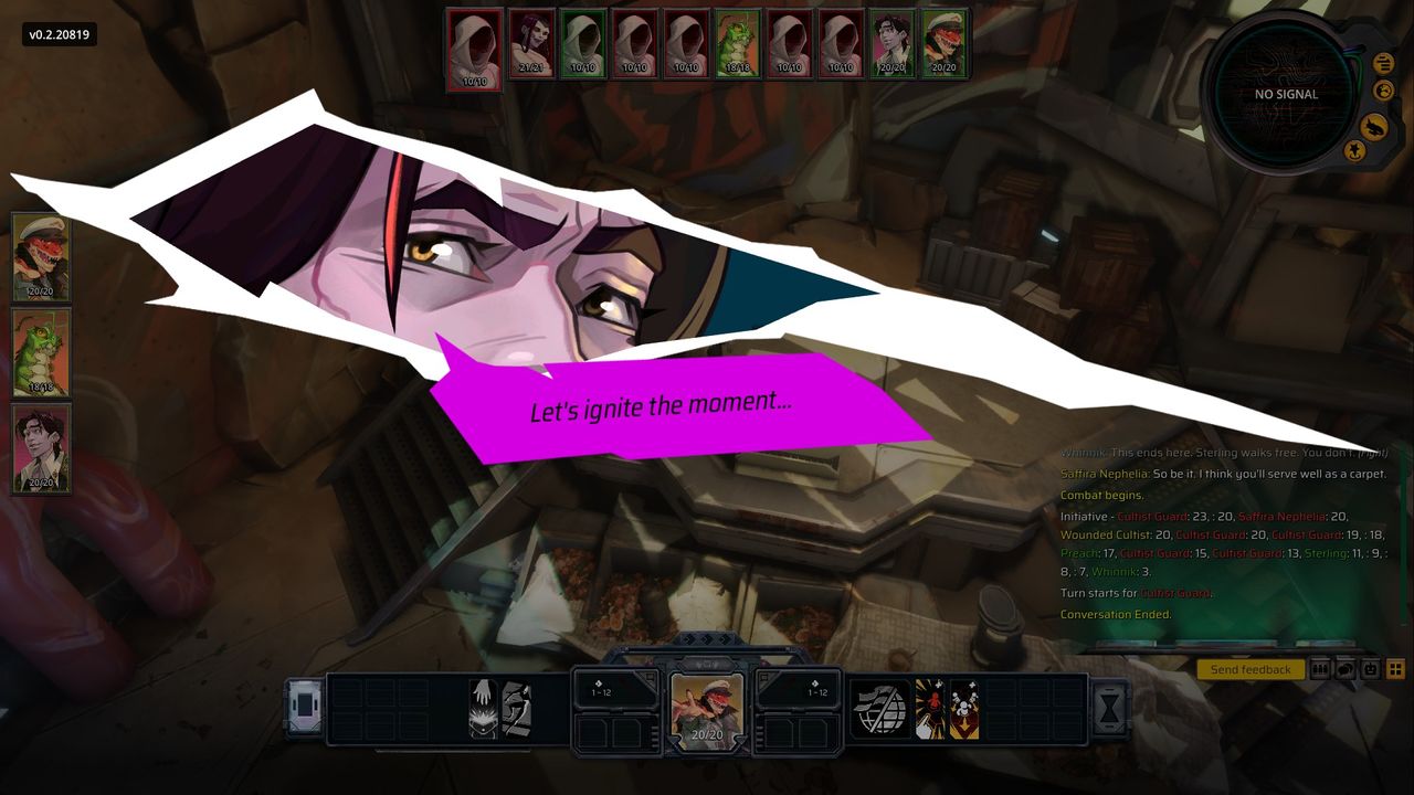 A series of images showing Starfinder: Afterlight, including dialogue, cutscenes, and combat.