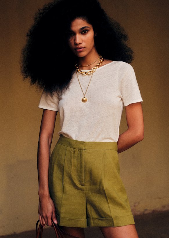 Dogan Shorts - Golden Olive - Linen - S&amp;eacute;zane