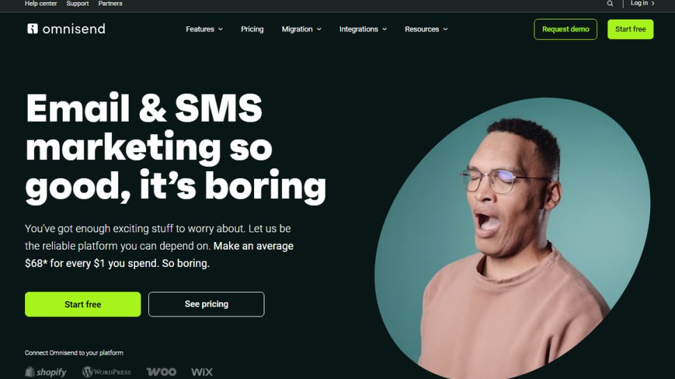 Website screenshot of Omnisend (August, 2025)
