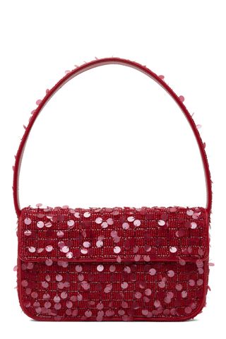 Staud Red Tommy Beaded Bag