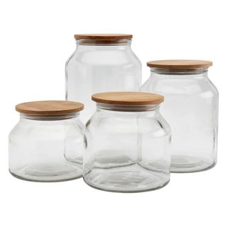glass jars with wooden lids
