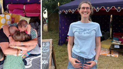 (L-R) A cuddle puddle session, Samii Wood at Latitude Festival