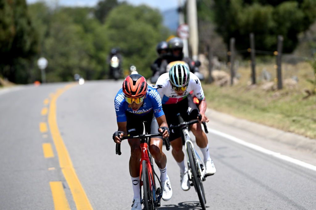 Egan Bernal racing for the Colombian National Team was joined by Javier Jamaica (Medell&iacute;n) in the breakaway