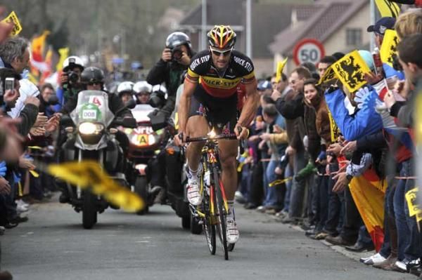 Tom Boonen had plenty of cameras following him as he chased Cancellara.